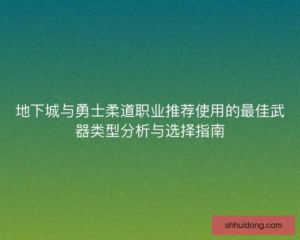 地下城与勇士柔道职业推荐使用的最佳武器类型分析与选择指南